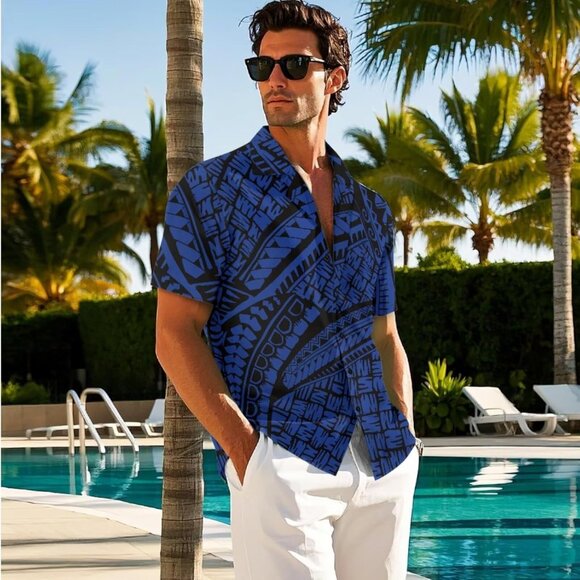 Polynesian Couples Outfits Matching Sets Women Dress Men Shirt Beach Luau - Picture 4 of 7